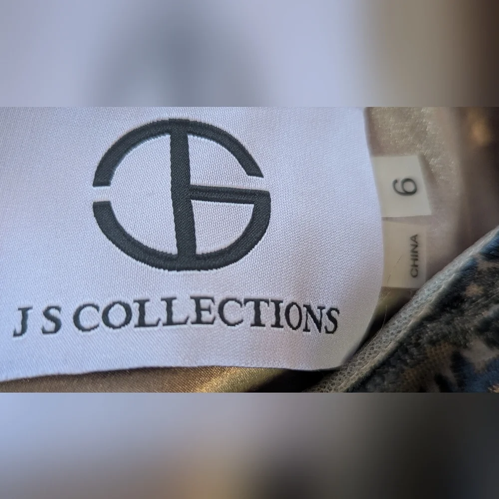 JS Collections Blush Pink and Navy Embroidered Lace Evening Gown - Picture 10 of 10